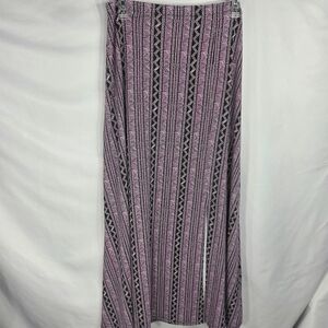 Westport 1962 Purple Black White Geometric Elastic Waist Maxi Skirt Size Medium